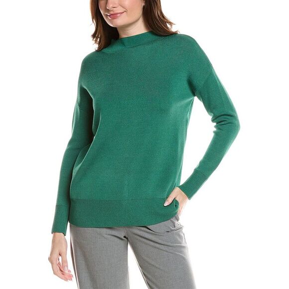 Lafayette 148 New York WomensRelaxed Wide Stripe Sweater Green